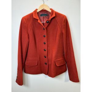 Peruvian Connection Women's Size 4 Rust Orange Baby Alpaca & Wool Blazer Jacket